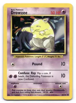 Drowzee LP 49/102 Base Set Unlimited Pokemon Common - Image 1
