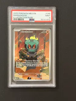 2025 POKEMON MEG EN-MEGA EVOLUTION ILLUSTRATION RARE #146 MARSHADOW PSA 9 - Image 1