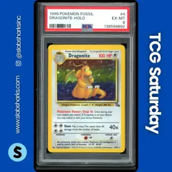 1999 POKEMON FOSSIL #4/62 DRAGONITE HOLO PSA 6 - Image 1