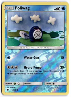 Pokemon TCG Poliwag 30/149 SM Base Set Common Reverse Holo - Image 1