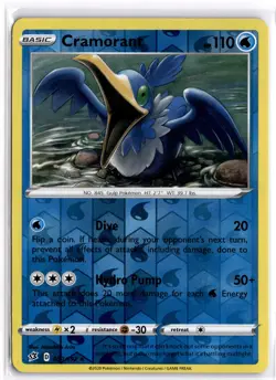 Pokemon TCG Cramorant 051/192 SWSH02: Rebel Clash Rare Reverse Holo - Image 1
