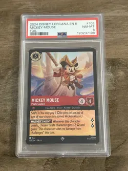 Mickey Mouse - 2024 Disney Lorcana EN6 Azurite Sea #103 Super Rare Foil PSA 8 - Image 1