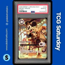 2025 DISNEY LORCANA 9 FABLED ICONIC #242/204 MICKEY MOUSE BRAVE L. PRINCE PSA 10 - Image 1