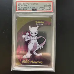 2000 TOPPS POKEMON TV ANIMATION CLEAR CARDS #PC5 MEWTWO PSA 10 - Image 1