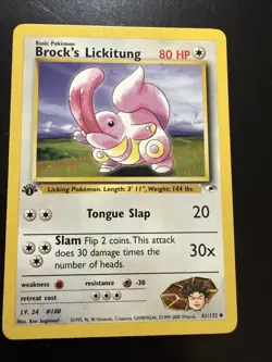 Pokemon Card - Brock's Lickitung Gym Heroes 41/132 Uncommon 1st Edition - Image 1