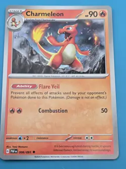 Charmeleon Card Paldean Fates Regular Card 008/091 Pokemon NM - Image 1