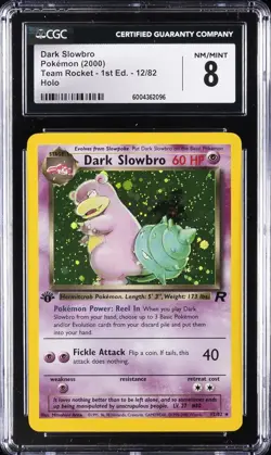 2000 POKEMON TEAM ROCKET - 1ST ED - HOLO #12/82 DARK SLOWBRO CGC 8 - Image 1