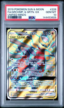 2019 POKEMON UNIFIED MINDS GARCHOMP & GIRATINA GX #228 PSA 10 GEM MINT POKEMON - Image 2