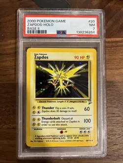 2000 POKEMON BASE SET 2 #20 ZAPDOS-HOLO PSA 7 - Image 1
