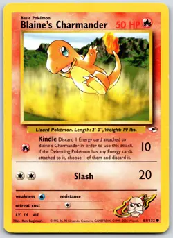 POKEMON GYM HEROES BLAINE'S CHARMANDER 61/132 COMMON UNLIMITED LP - Image 1
