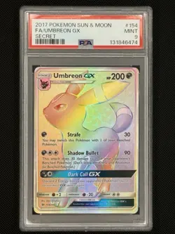 2017 POKEMON SUN & MOON FA/UMBREON GX SECRET #154 PSA 9 - Image 3