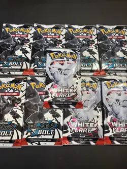 Pokemon TCG Scarlet Violet White Flare 3PK and Black Bolt 6PK Booster Packs Lot - Image 1