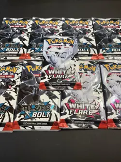 Pokemon TCG Scarlet Violet White Flare 3PK and Black Bolt 6PK Booster Packs Lot - Image 2