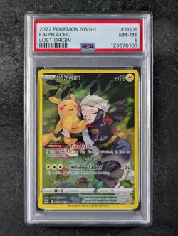 2022 Pokemon PIKACHU #TG05/TG30 Lost Origin Trainer Gallery Ultra Rare PSA 8 - Image 1
