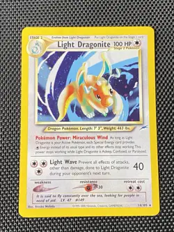 Pokemon TCG Light Dragonite 14/105 Swirl Neo Destiny LP+ - Image 1