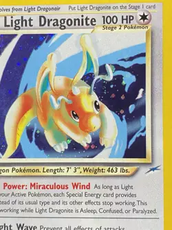 Pokemon TCG Light Dragonite 14/105 Swirl Neo Destiny LP+ - Image 2