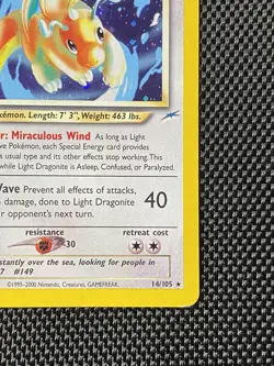 Pokemon TCG Light Dragonite 14/105 Swirl Neo Destiny LP+ - Image 5