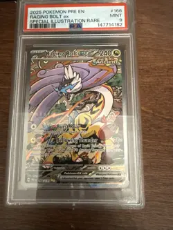2025 POKEMON PRISMATIC EVOLUTIONS SIR RAGING BOLT EX #166 PSA 9 - Image 1