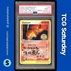 2003 POKEMON DRAGON #100 CHARIZARD NATIONAL CHAMP MITSUHITO ARITA AUTO 10 PSA 9 - Image 1