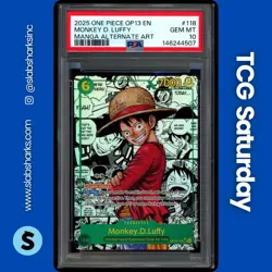2025 ONE PIECE CARRYING HIS WILL #OP13-118 MONKEY D. LUFFY MANGA ALT ART PSA 10 - Image 1