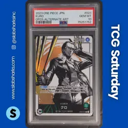 2023 ONE PIECE JP PILLARS OF STRENGTH #OP03-021 KURO ALTERNATE ART LEADER PSA 10 - Image 1