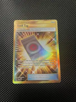 Pokemon Spell Tag Secret Rare Holo 235/214 Sm-Lost Thunder Trainer - Image 1