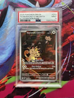 2025 POKEMON DRI EN-DESTINED RIVALS ILLUSTRATION RARE TEAM ROCKET'S MEOWTH PSA 9 - Image 2
