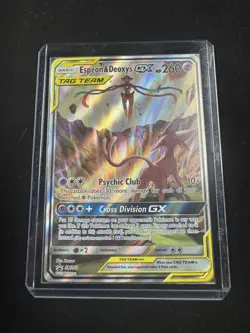 Espeon & Deoxys GX SM240 Tag Team Black Star Pokemon Promo Card TCG MP Holo - Image 1