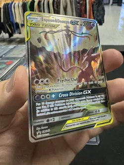 Espeon & Deoxys GX SM240 Tag Team Black Star Pokemon Promo Card TCG MP Holo - Image 5