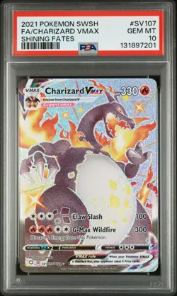 2021 POKEMON SWORD & SHIELD SHINING FATES #SV107 FULL ART/CHARIZARD VMAX PSA 10 - Image 1