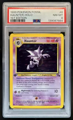 1999 Pokemon Fossil 1st Edition Haunter #6/62 PSA 8 - Image 1