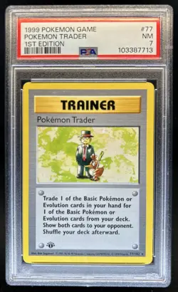 1999 Pokemon 1st Edition Pokemon Trader #77/102 PSA 7 - Image 1