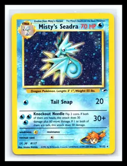 💥 Misty's Seadra 9/132 Gym Heroes Holo Rare Vintage Pokemon 2000 TCG - Image 1