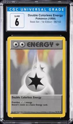 1999 POKEMON BASE SET 1ST EDITION #96 DOUBLE COLORLESS ENERGY CGC 6 - Image 1