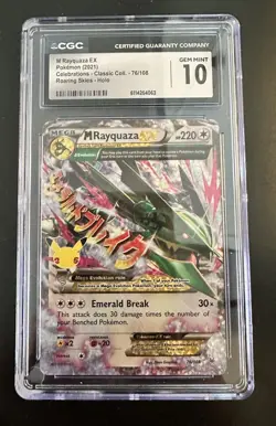 2021 Pokemon Celebrations Classic Coll. M Rayquaza EX 76/108 CGC 10 Gem Mint - Image 1