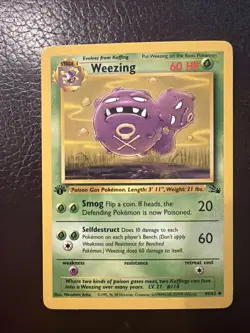 Pokemon TCG Weezing 1st Edition Fossil Set 45/62 Looks Great See Pictures - Image 1