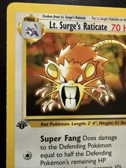 Lt. Surge's Raticate - 1st Edition - 51/132 Gym Heroes - Pokemon TCG - 2000 - Image 2