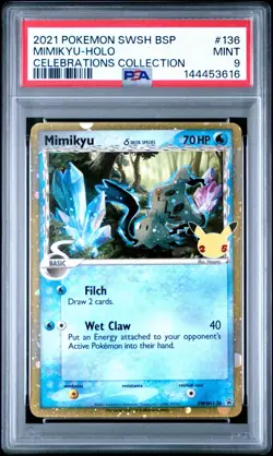 2021 Mimikyu SWSH136 Pokemon Celebrations Promo 25th PSA Mint 9 Mint Pokemon - Image 2
