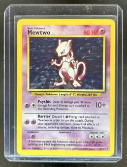 1999 Pokemon Unlimited Mewtwo Rare Holo #10/102 - Image 1