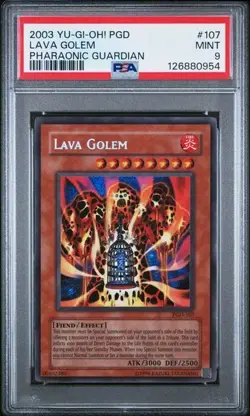Lava Golem *PSA 9* Secret Rare HOLO BLEED *PGD-107* Pharaonic Guardian * 2003 - Image 1