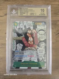 One Piece Dracule Mihawk OP14-119 The Azure Sea's Seven Manga Alt Art BGS 10. - Image 1
