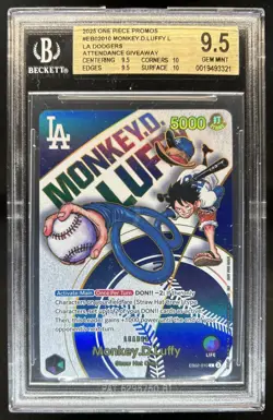 2025 One Piece Promo Collection Monkey D. Luffy LA Dodgers #EB02-010 BGS 9.5 - Image 1