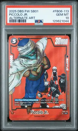 Piccolo Jr FB06-113 Manga Booster PSA 10 Dragon Ball Super Card Game English - Image 1