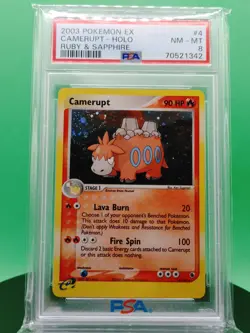 PSA 8 Camerupt 4/109 EX Ruby & Sapphire Holo Rare 2003 English Pokemon Card TCG - Image 1