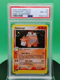 PSA 8 Camerupt 4/109 EX Ruby & Sapphire Holo Rare 2003 English Pokemon Card TCG - Image 2