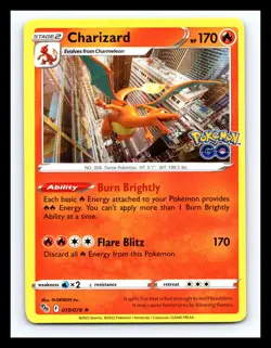 🔥 Charizard - 010/078 - Pokemon Go Sword & Shield Holo Rare Card 2022 - Image 1