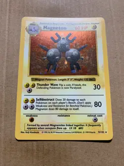 Shadowless Magneton 9/102 Base Set - Holo Pokemon Card - NM - Image 2