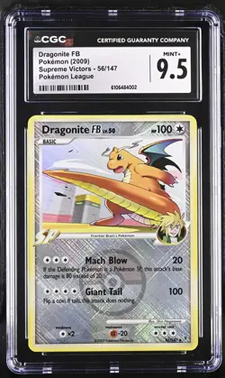 CGC 9.5 Dragonite FB 2009 Supreme Victors 56/147 Pokemon League Graded Card - Image 1