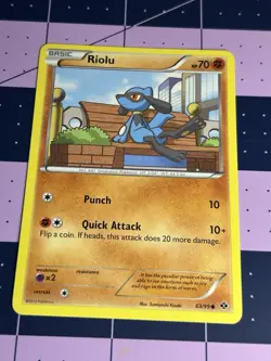 Pokemon TCG Riolu 63/99 Black & White Next Destinies Regular Common Card - Image 1