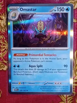 Hologram Foil Omastar 139/165 Scarlet & Violet Pokemon 151 Pokemon Rare Card - Image 1